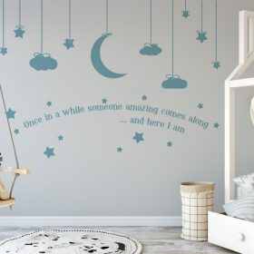 hanging moon stars and clouds with quote 2 Wall Sticker