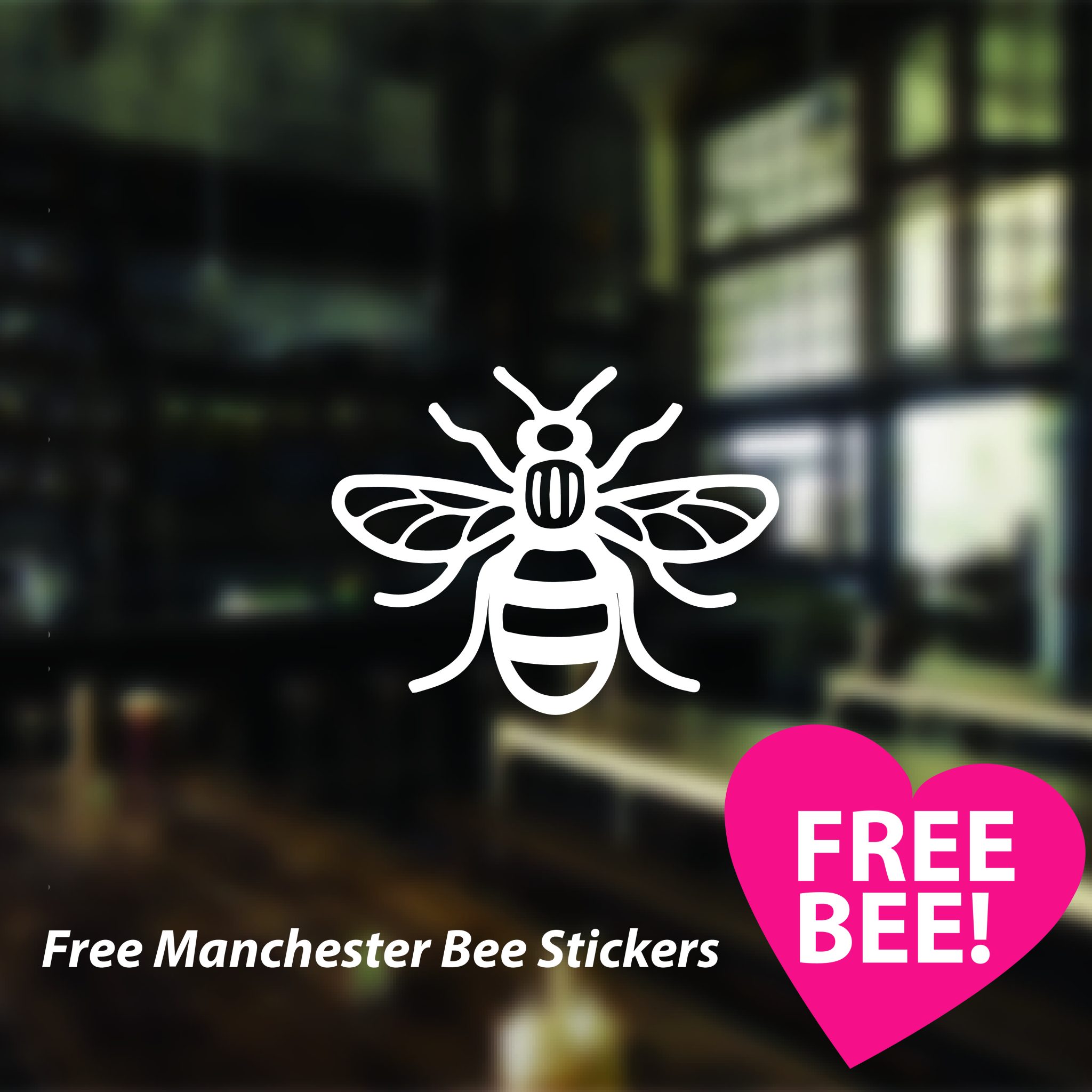 Manchester Bee Heart HoneyComb Decal CAR Van Window Sticker 