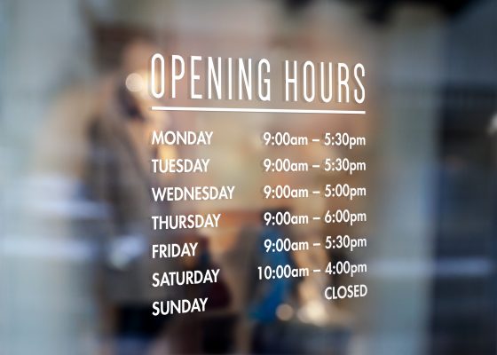 Custom Opening Hours Sign Opening Times Sticker For Your Business