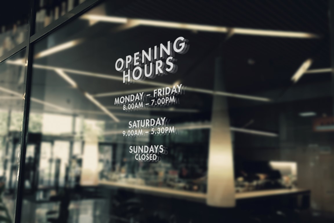 Shop Window-Opening-Hours-Times Customised-Personalised Sign Vinyl Decal Sticker 