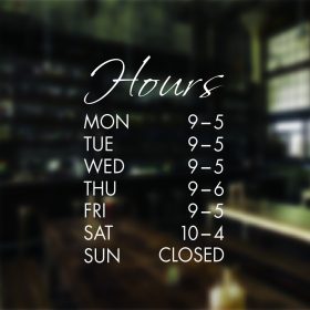 Opening Hours Times Shop Internal Window Wall Decal Sign Sticker