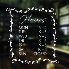Floral Decorative Opening Hours Sign