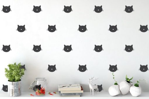 Cat Face Wall Pattern 1c Wall Sticker