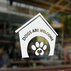 Dogs welcome window decal