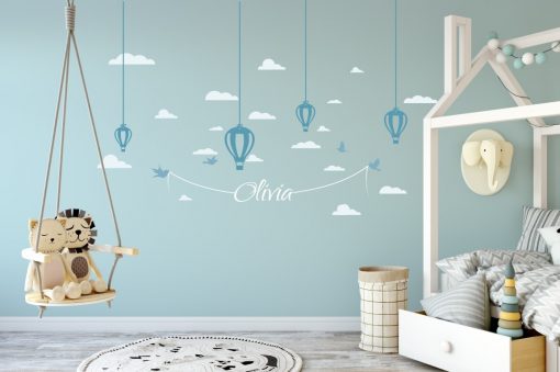 Hanging Hot Air Balloons and Name 1b Wall Sticker