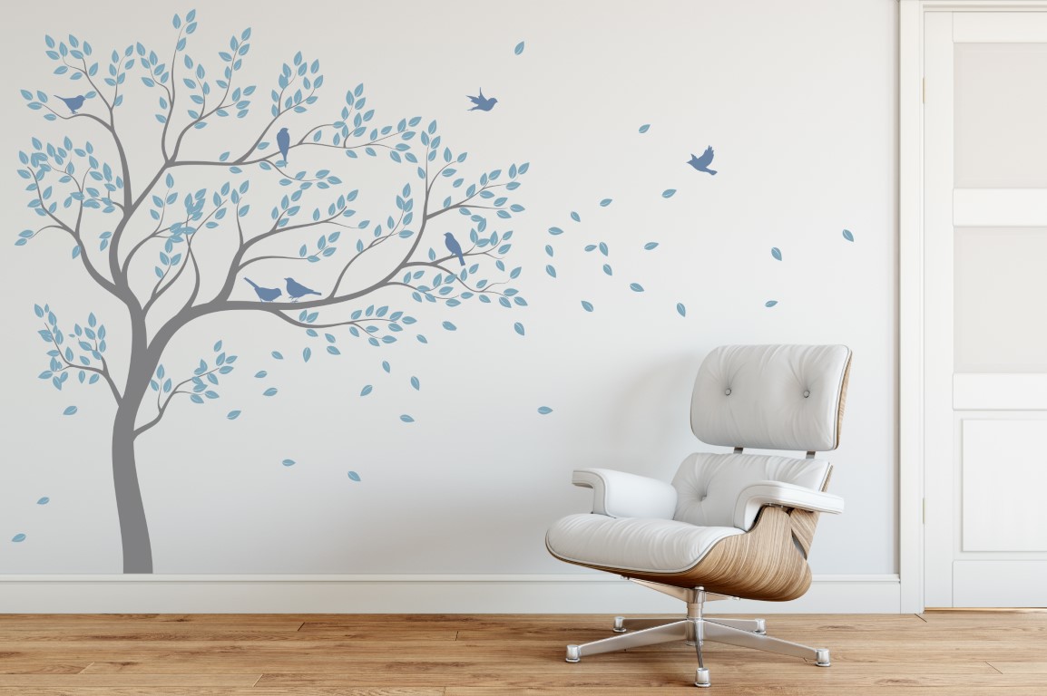 blowing tree wall sticker