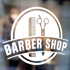 Barber Sign Pole - Barber shop window sign decal sticker 1b