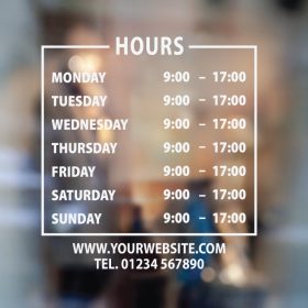 Business Hours Sign 1-01-window sticker decal