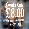 Gents Cuts Sign-Barber Sign Pole Barber shop window sign sticker decal