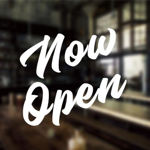 Now Open Sign-01-window sticker decal