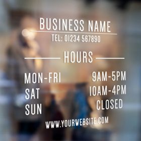 business hours sign 2-window sticker decal