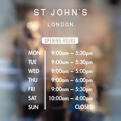 Business Hours Sign - Business Name and Hours of Operation Sign 72