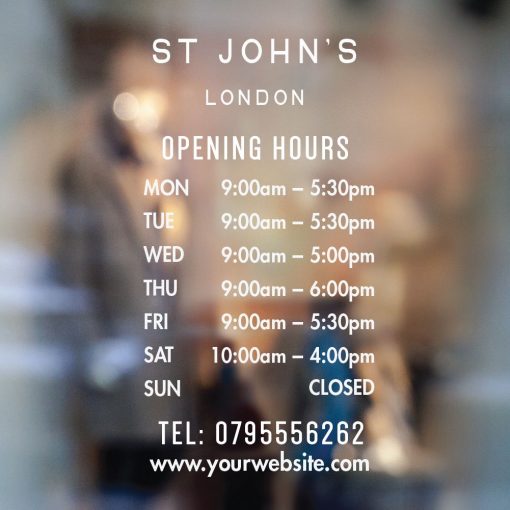 Business Hours Sign - Business Name and Hours of Operation Sign 89