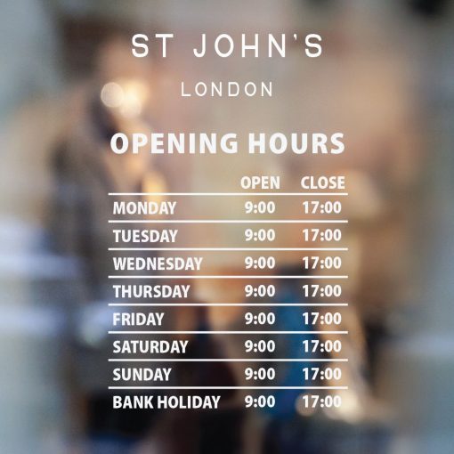 Business Hours Sign - Business Name and Hours of Operation Sign 96