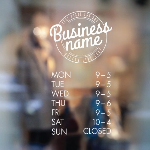 Business Hours Sign - Business Name and Hours of Operation Sign 205