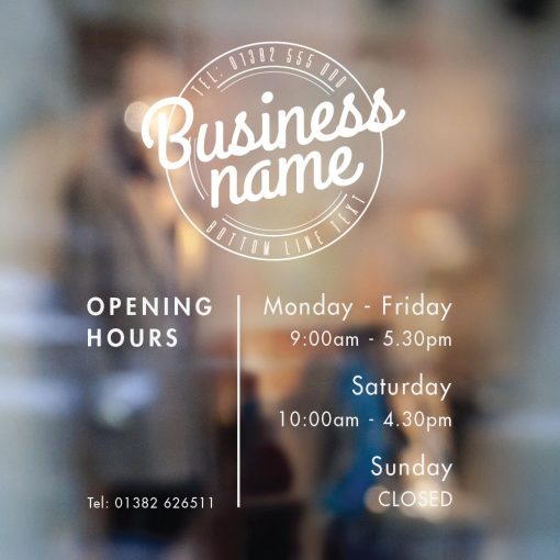 Business Hours Sign - Business Name and Hours of Operation Sign 206