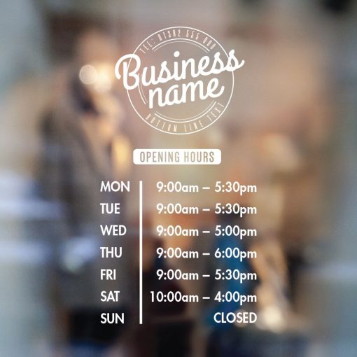 Business Hours Sign - Business Name and Hours of Operation Sign 207