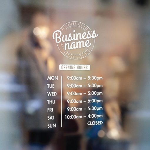 Business Hours Sign - Business Name and Hours of Operation Sign 207 - Image 2