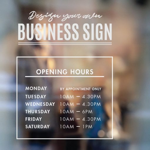 Business Hours Sign - Business Name and Hours of Operation Sign 214