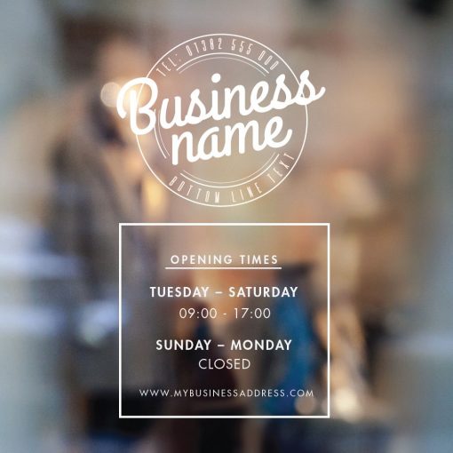 Business Hours Sign - Business Name and Hours of Operation Sign 218