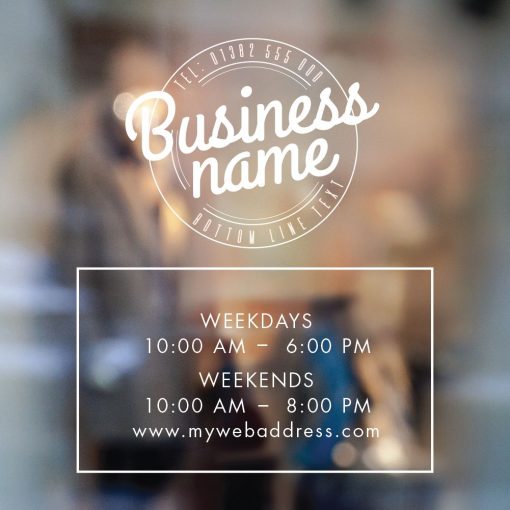 Business Hours Sign - Business Name and Hours of Operation Sign 219