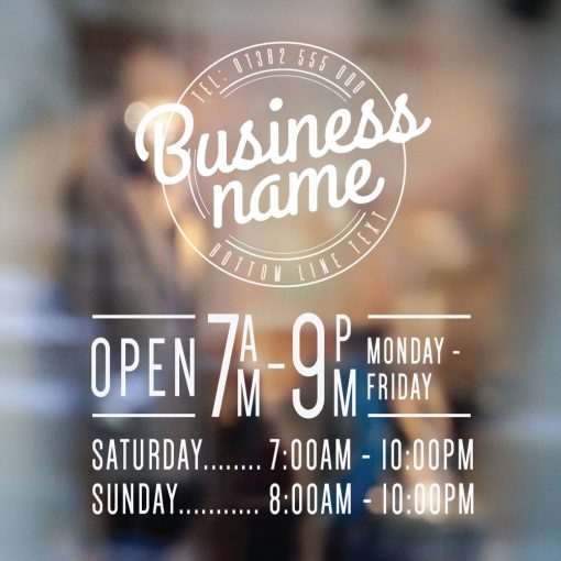 Business Hours Sign - Business Name and Hours of Operation Sign 221