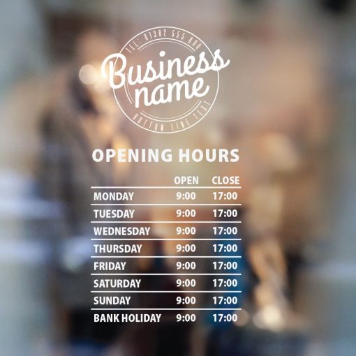 Business Hours Sign - Business Name and Hours of Operation Sign 222