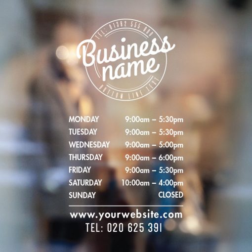 Business Hours Sign - Business Name and Hours of Operation Sign 223
