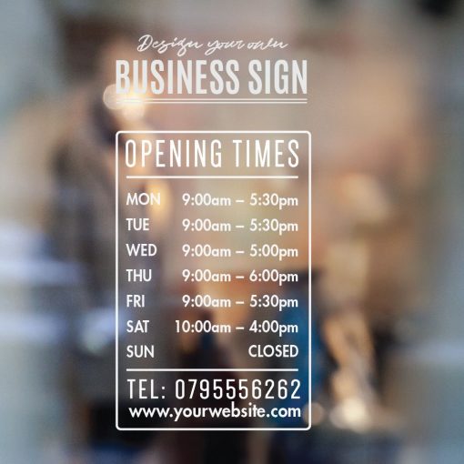 Business Hours Sign - Business Name and Hours of Operation Sign 245