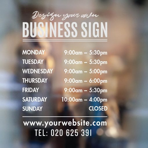 Business Hours Sign - Business Name and Hours of Operation Sign 248