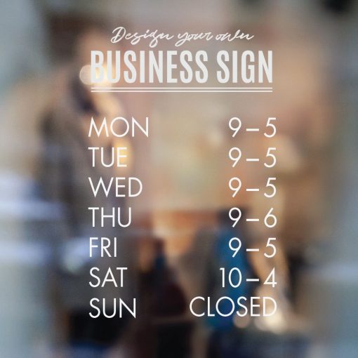 Business Hours Sign - Business Name and Hours of Operation Sign 250