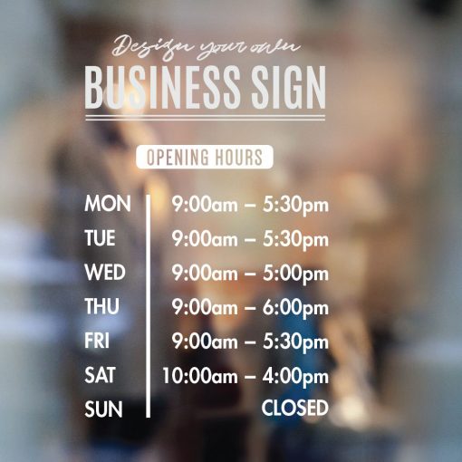 Business Hours Sign - Business Name and Hours of Operation Sign 252