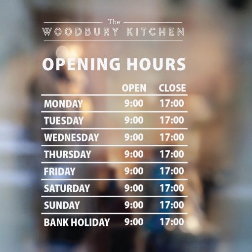 Business Hours Sign - Business Name and Hours of Operation Sign 257