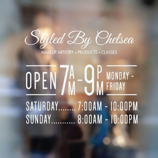 Business Hours Sign - Business Name and Hours of Operation Sign 264