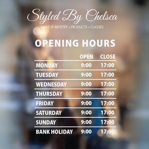 Business Hours Sign - Business Name and Hours of Operation Sign 265
