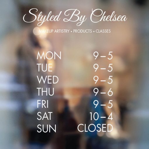 Business Hours Sign - Business Name and Hours of Operation Sign 268