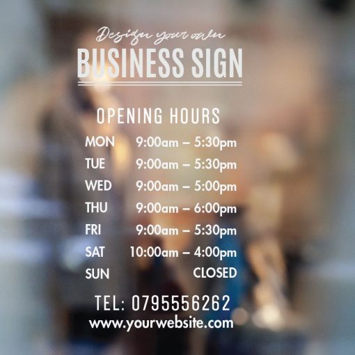 Business Hours Sign - Business Name and Hours of Operation Sign 280