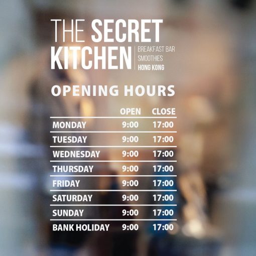 Business Hours Sign - Business Name and Hours of Operation Sign 289