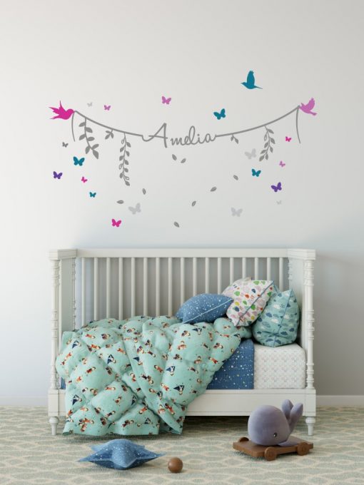 Custom Name Stag Wall Sticker Personalised Kids Room Decal WS-41434 