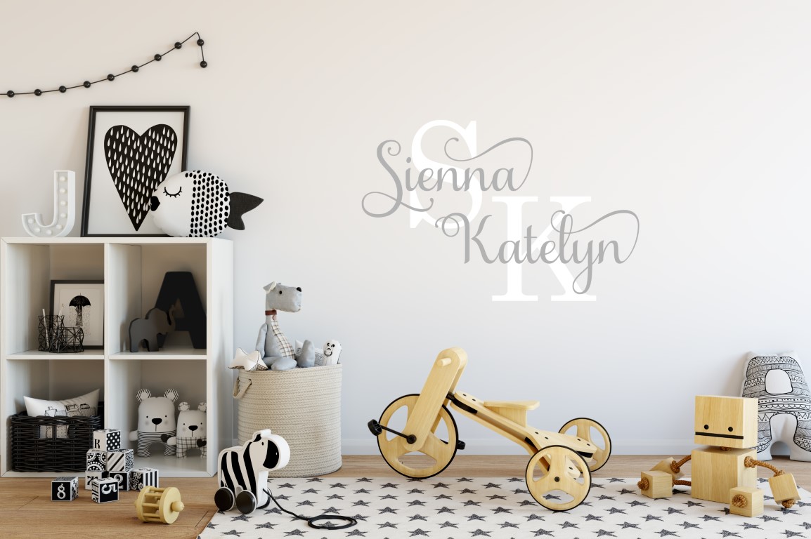 Two Name Wall Sticker 13f Decal