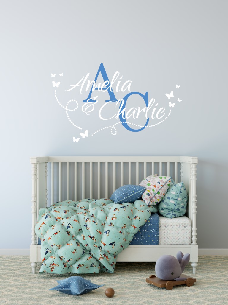 Modern Stylish Two Name Wall Stickers Personalised wall stickers
