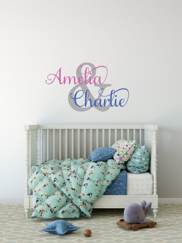 Two Name Wall Sticker 1h Decal