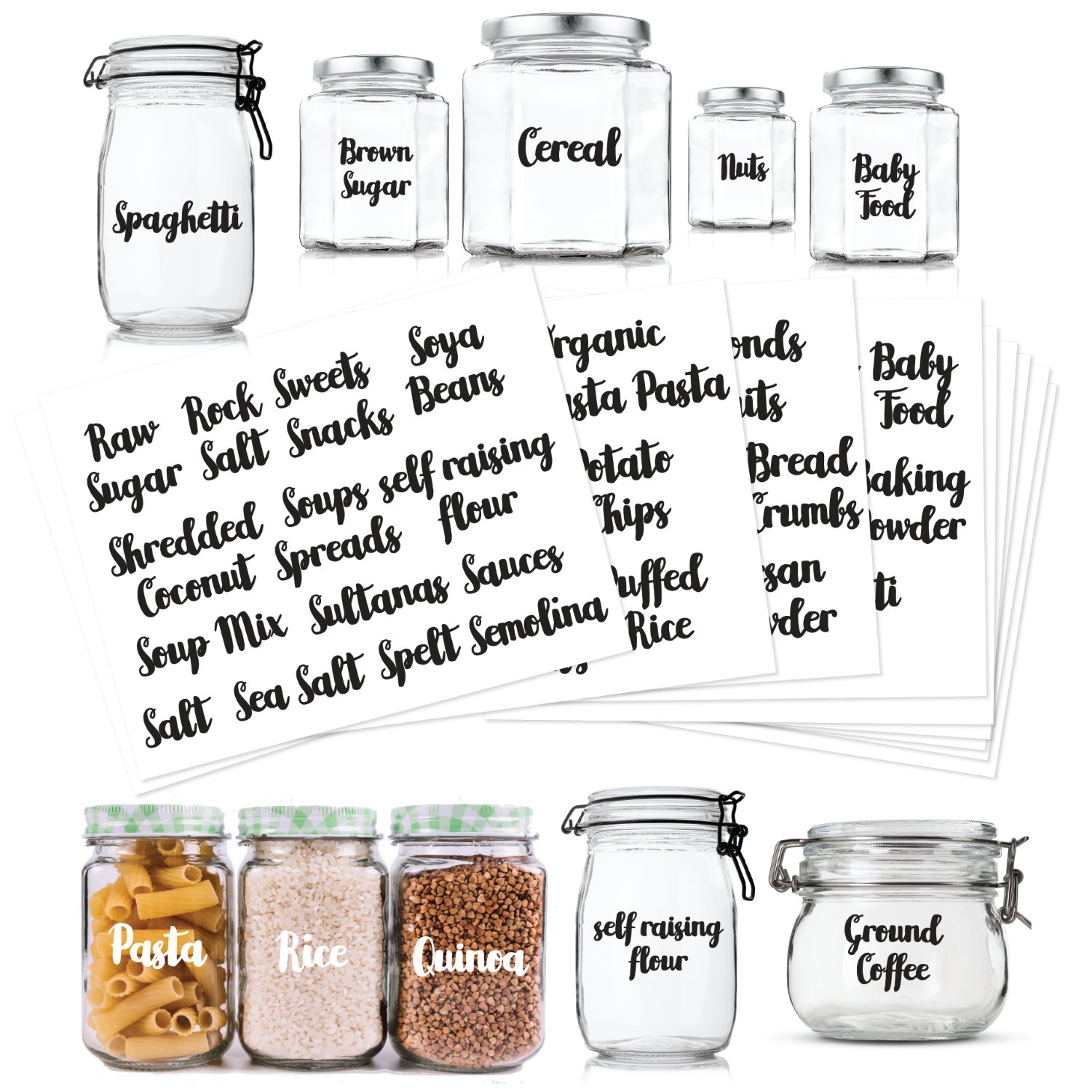Kitchen storage stickers Pantry labels Jar Food Vinyl Decal *see description*